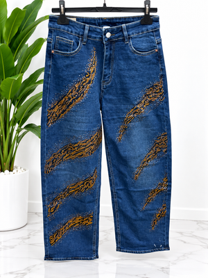 JEANS STRISCE ORO