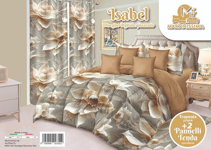 Trapunta matrimoniale con tende