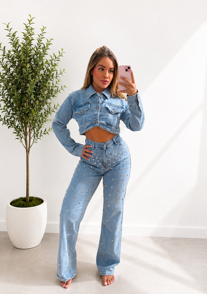 GIUBBINO CROP IN DENIM