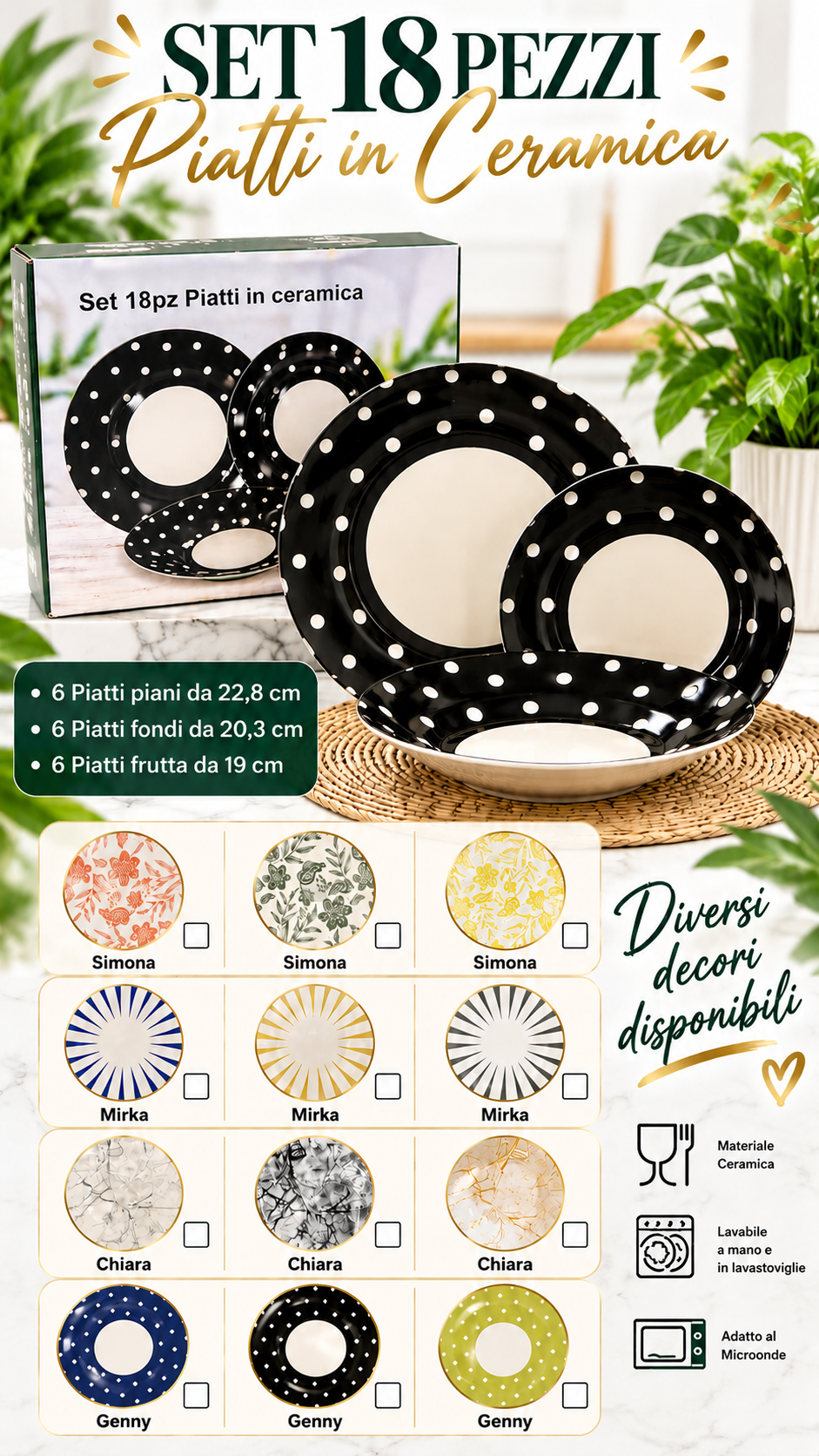 SET 18 PZ PIATTI IN CERAMICA