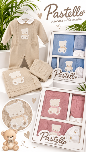 PASTELLO||SET TUTINA COPERTINA CAPPELLINO