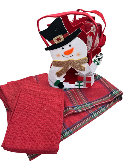 Tris strofinacci natalizi con borsetta