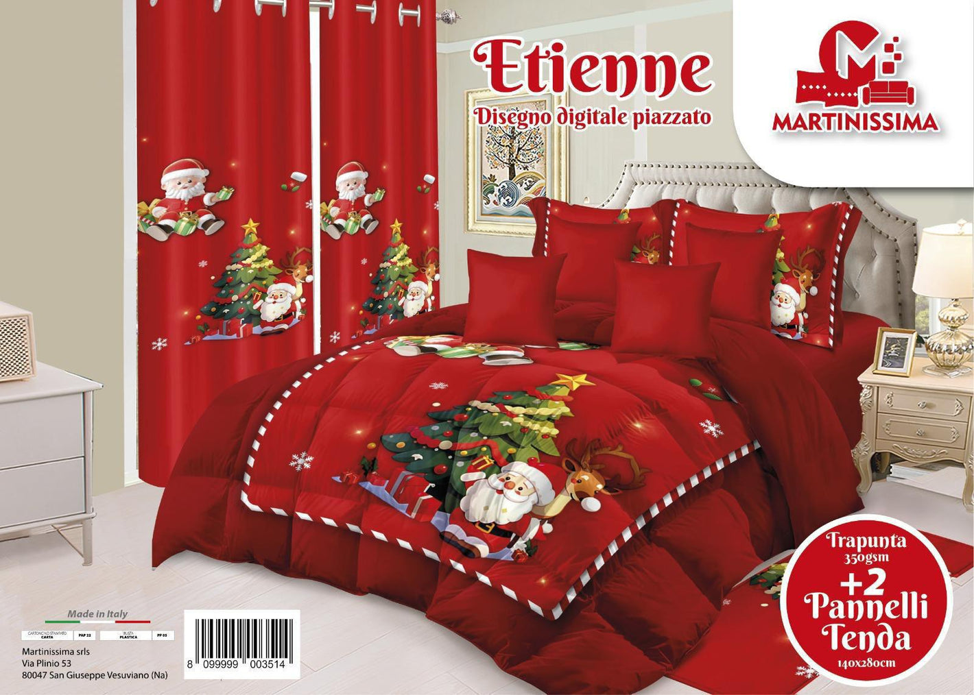 Trapunta natalizia con tenda abbinata