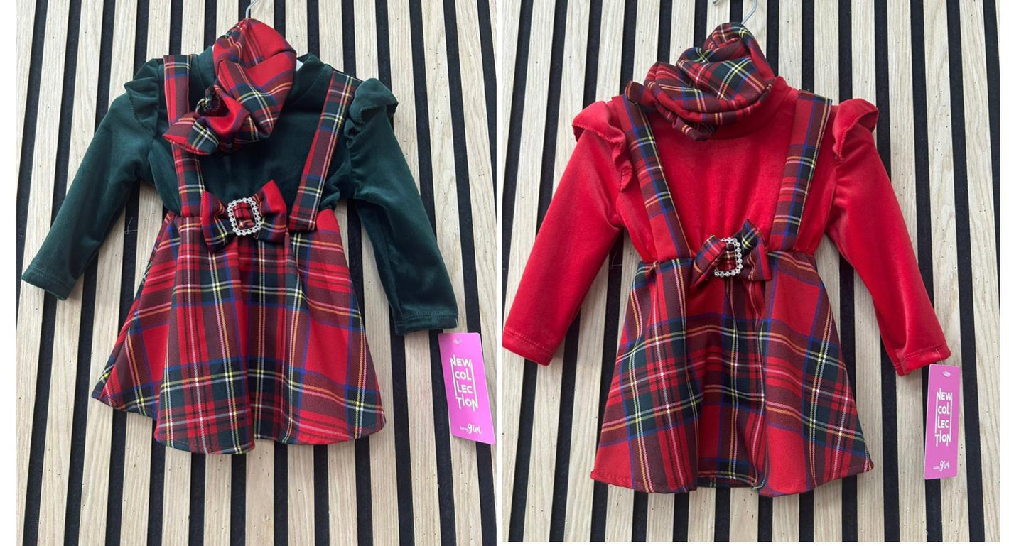 Vestitino neonata scozzese velluto