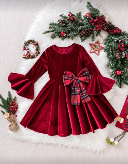 Vestito velluto fiocco