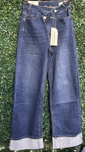 Jeans donna con pieghone