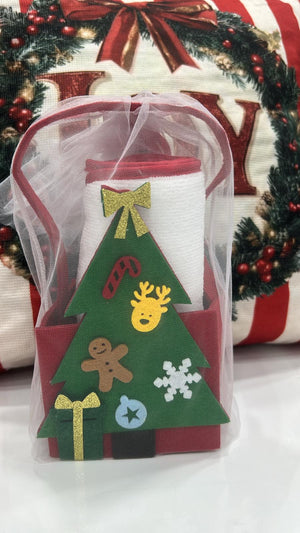 Idea regalo natalizia borsetta con accappatoio