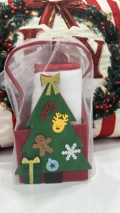 Idea regalo natalizia borsetta con accappatoio