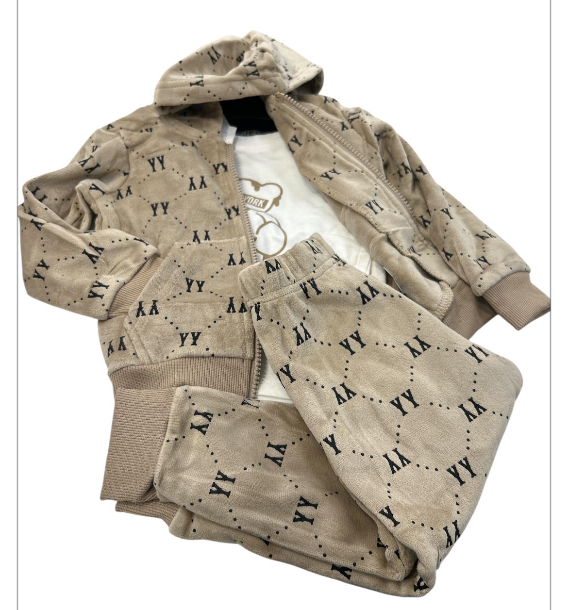 Tuta velluto neonato 3 pezzi