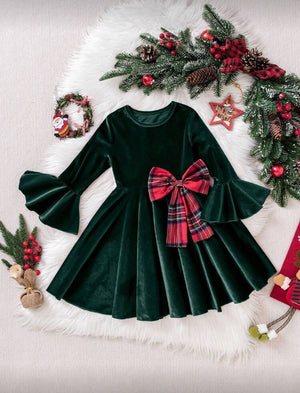 Vestito velluto fiocco