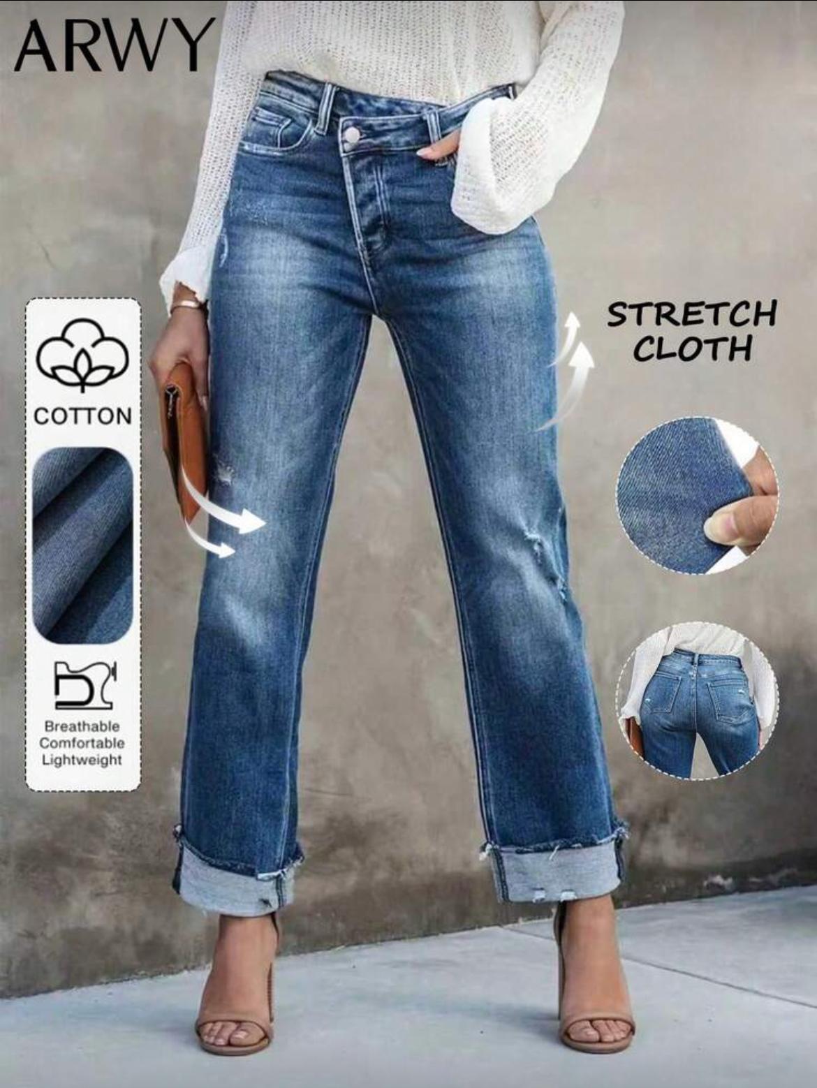 Jeans donna con pieghone